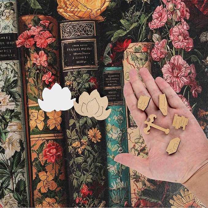 BODHIPNJOY Wooden Puzzles for Adults, Books Jigsaw Puzzles, Wildflowers Book - Image 5