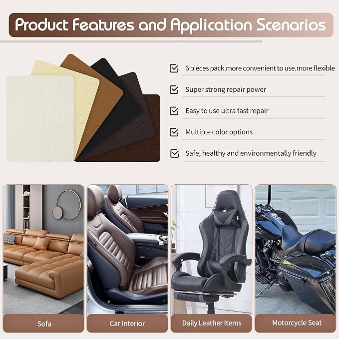 KING MOUNTAIN Leather Repair Patch, 2 Packs 9 x 11 Inches self Adhesive Leather - Image 5