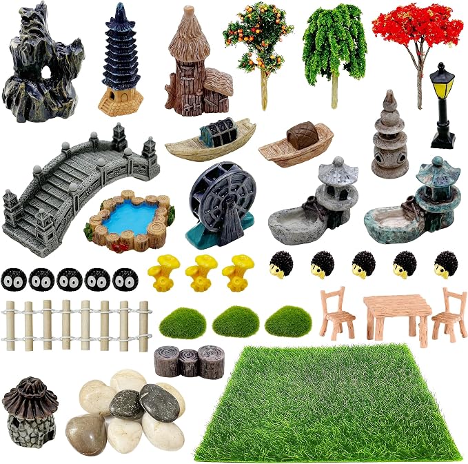Cayway Outdoor Fairy Garden Miniatures Mini Zen Garden Accessories, Artificial by Cayway