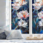 Stained Glass Window Privacy Film: Non-Adhesive Sun and Landscape Mosaic Design - Image 4