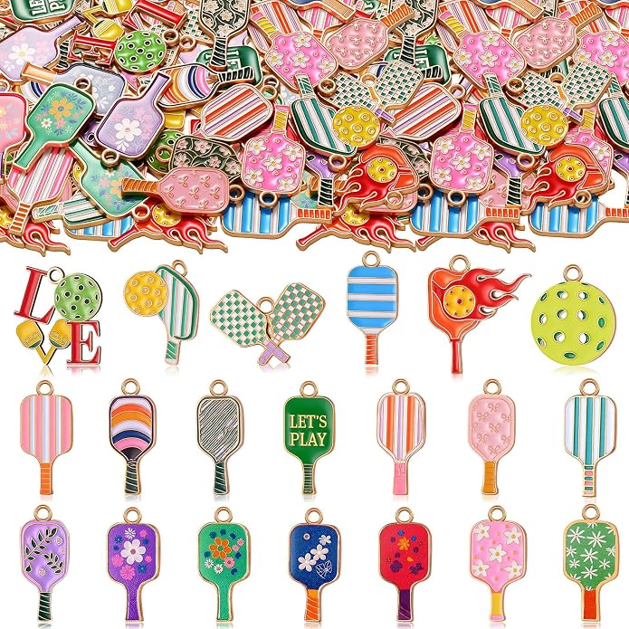 100 Pcs Sport Charms Bulk for Jewelry Making Football Soccer Volleyball by Trnayi