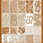 20 Pcs Stencils for Painting Mixed Size Abstract Texture Stencils Geometric by Unknown