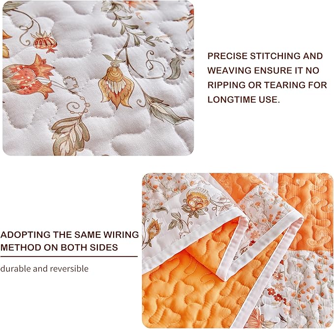 Joyreap 2 Pieces Floral Patchwork Quilt Set Twin, Smooth Soft Microfiber Quilt - Image 4