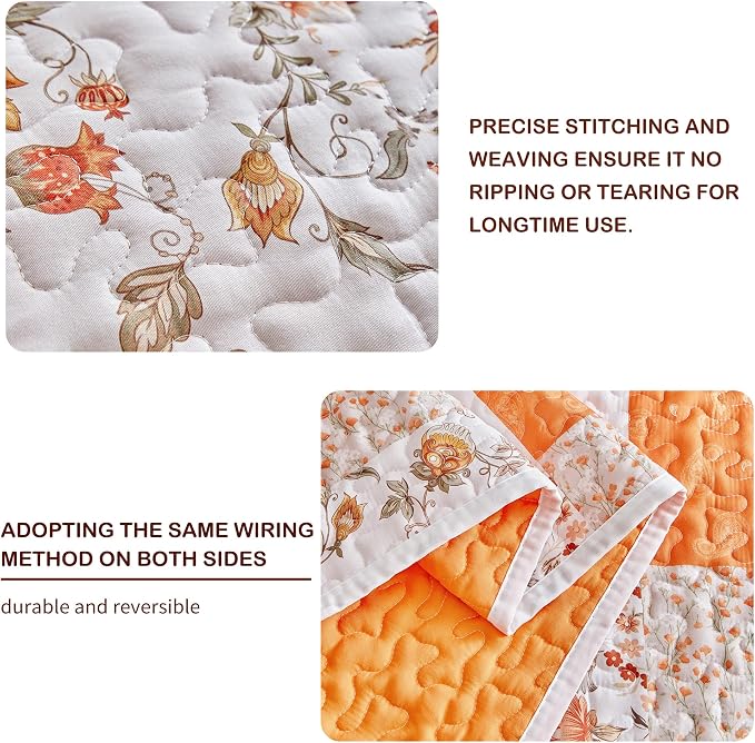 Joyreap 3 Pieces Quilt Set California King, 102x114 inches- Floral Patchwork - Image 4