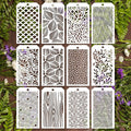12 Pieces Texture Stencils for Crafts Reusable Brick Stencils Honeycomb by Unknown