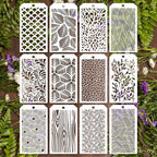 12 Pieces Texture Stencils for Crafts Reusable Brick Stencils Honeycomb by Unknown