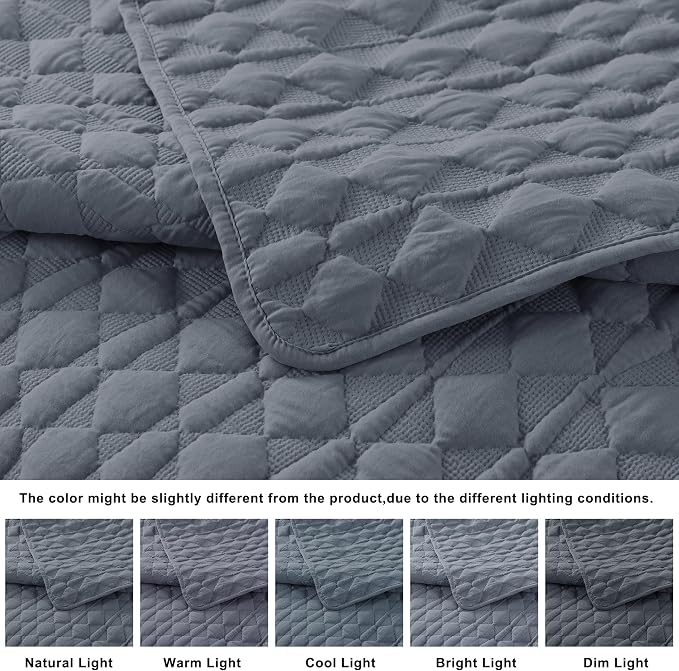 WDCOZY Blue Quilts Queen Size Bedding Sets - Image 3