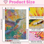 Diamond Art Kits for Adults, Animal Hummingbird 5D DIY Diamond Painting Kits - Image 2