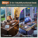 Huuger Computer Desk, 55 Inch Home Office Desk, Gaming Writing Work from Home - Image 3