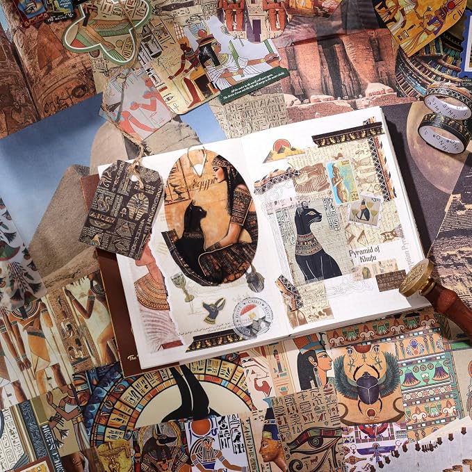 Scrapbooking Supplies Kit, Egyptian Vintage Aesthetic Scrapbook Kit - Image 6