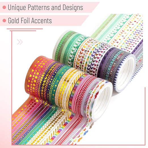 Mr. Pen- Skinny Washi Tape Set, 48 Rolls, 3mm Wide | 5.5 Yards/Roll, Washi Tape - Image 3