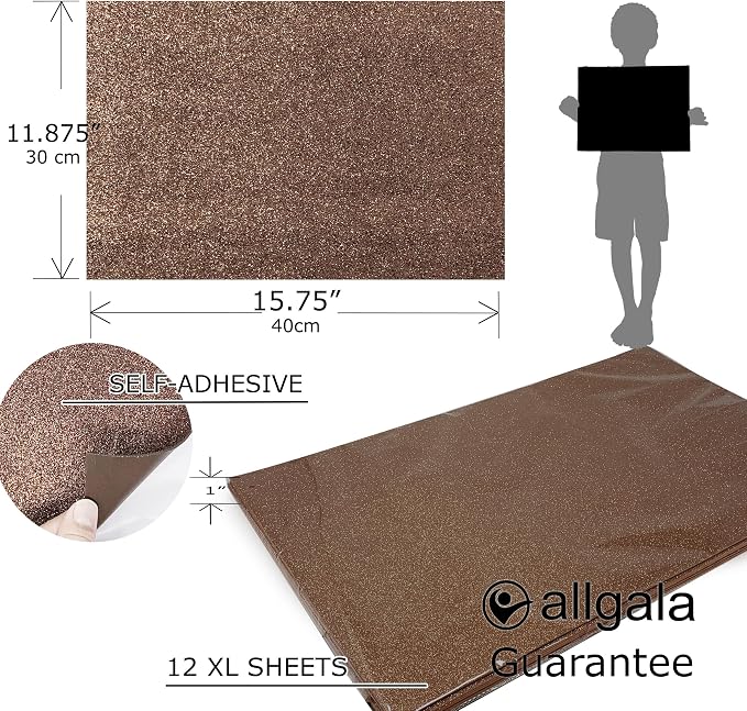 Allgala X-Large Self-Adhesive Glitter EVA Foam Sheets 12 Pack 12x16 inch Paper - Image 2