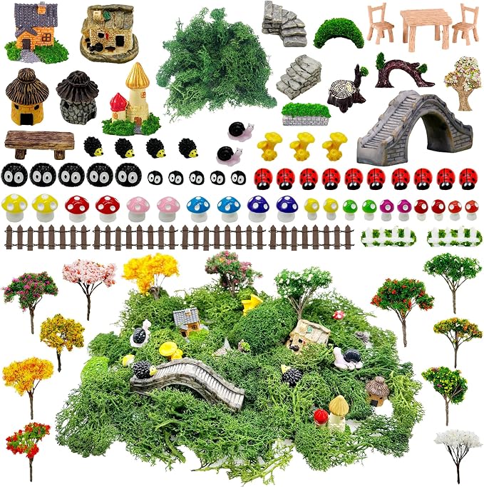 Cayway 83 PCS Fairy Garden Accessories Outdoor, Fairy Supplies Micro Landscape by Cayway