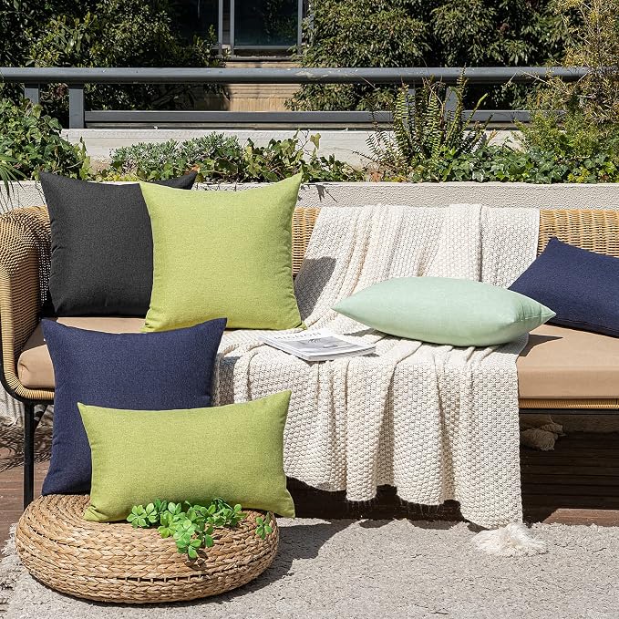 MIULEE Pack of 2 Decorative Outdoor Solid Waterproof Throw Pillow Covers Euro - Image 7