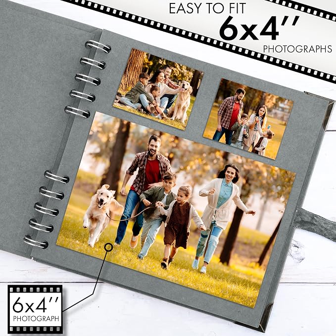 Bstorify Square Scrapbook Photo Albums 7 x 7 Inch Grey Hardcover - Image 4