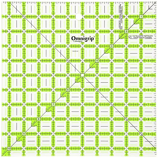 Omnigrip 10-1/2" x 10-1/2" Non-Slip Square Quilting Ruler by Omnigrid by Omnigrid