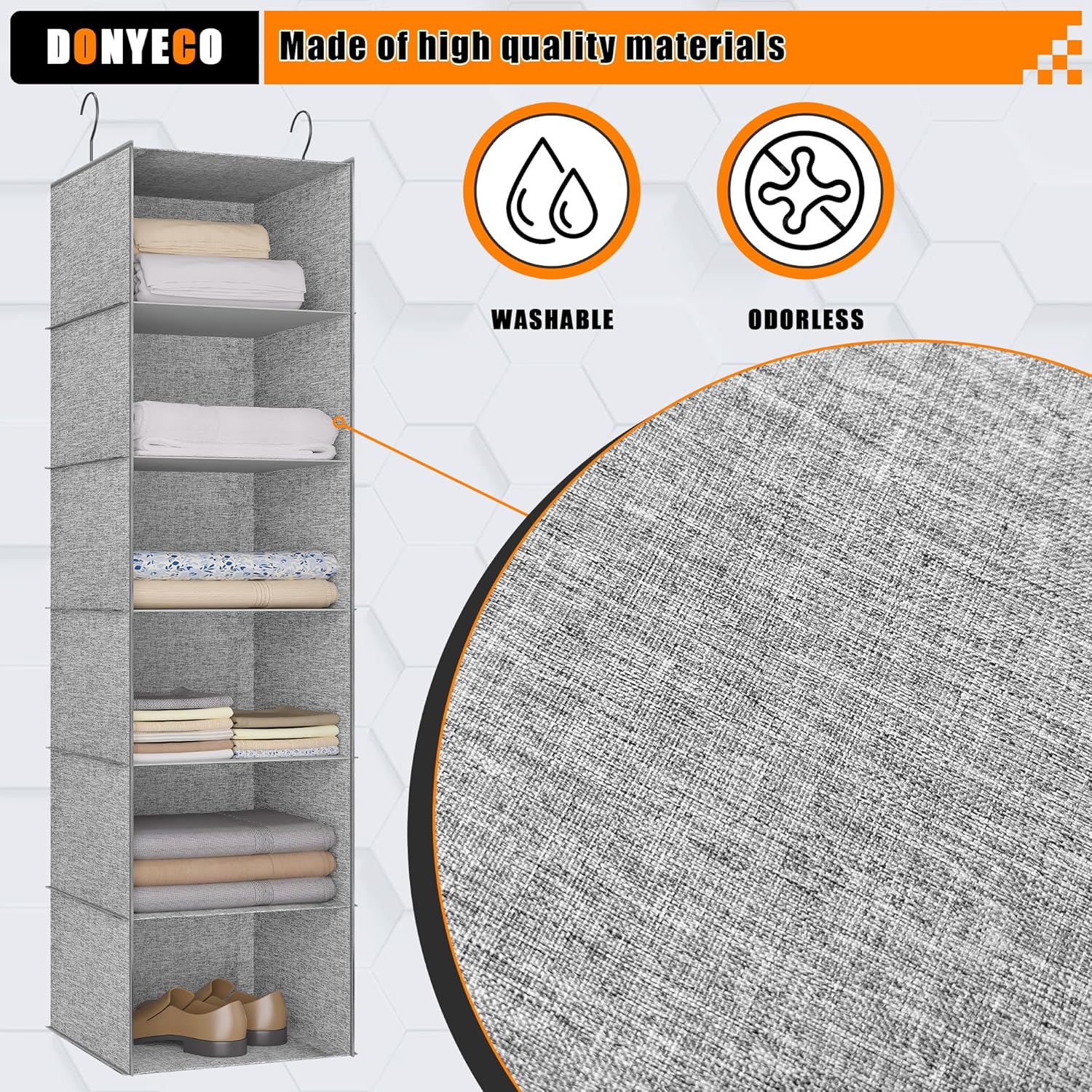 6-Shelf Hanging Storage Closet Organizer, Linen Rv Storage and Organization for Wardrobe, Inside, Camper Accessories, Nursery, Baby Room