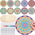 Vercraft 22 Pcs Wooden Mandala Painting Set 10 Mandala Unfinished Wood Cutouts by Vercraft