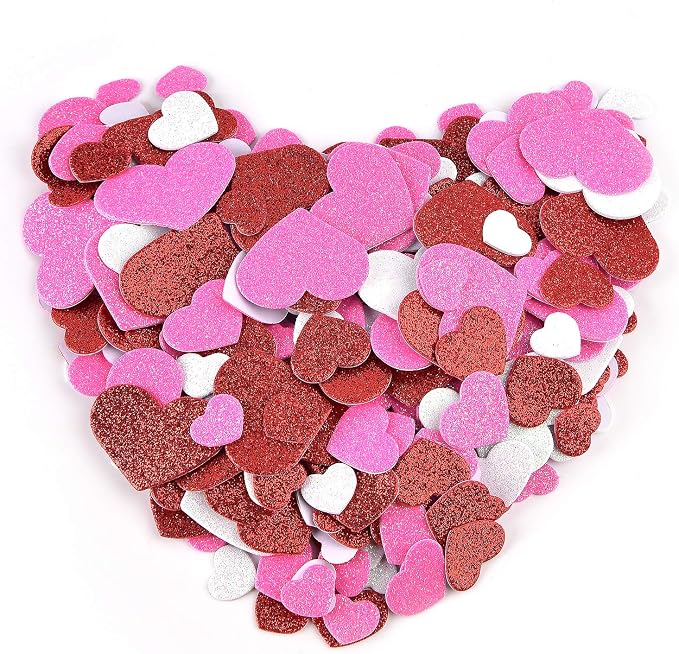 Coopay 300Pcs Foam Stickers Glitter Hearts Foam Stickers Self Adhesive Heart - Image 2