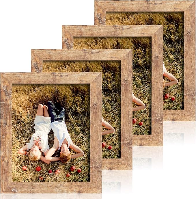 iRahmen 8x10 Picture Frame Set of 4, High Definition Real Glass Rustic Brown by iRahmen