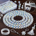 Glass Beads 80 Pcs 10mm Round 96 Faceted AB Color, Assortment - Image 3