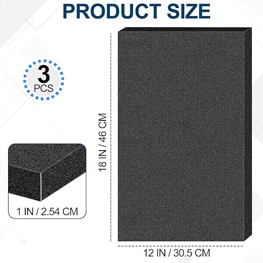 MYFAMIREA 3 PCS Polyurethane Foam Sheets 18" L x 12" W x 1" T Packing Foam - Image 2