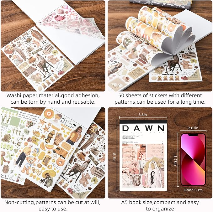 Vintage Washi Stickers for Scrapbooking, Scrapbook Stickers for Junk Journals - Image 7