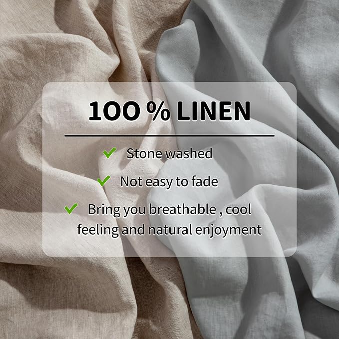 LBRO2M 100% Pure Linen Sheet Set Deep Pocket Up to 16" Bed Sheets Sets - Image 5