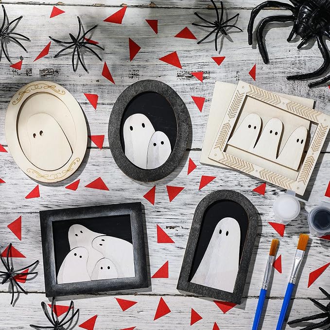 Simgoing 12 Set Wood Ghost DIY Frames Decorating Craft - Image 5
