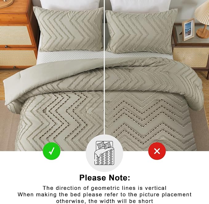Andency Oatmeal Comforter Set King Size, Boho Soft Warm Tufted Bedding - Image 5