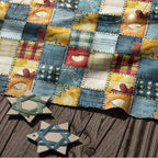 Patchwork Cotton Fabric Panel 61 x 36.6 Inches, Rustic Quilt Style Squares - Image 8