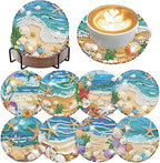 ijbnhd 8 Pack Diamond Art Coasters Kits Ocean | Diamond Painting Coasters Kit by ijbnhd