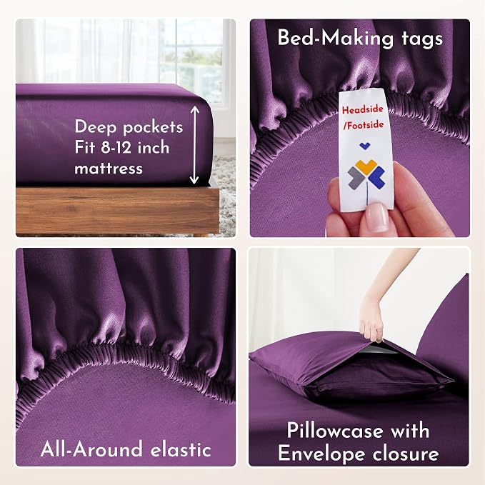 California Design Den 12" Pocket Bed Sheets Twin Size Set - Image 5