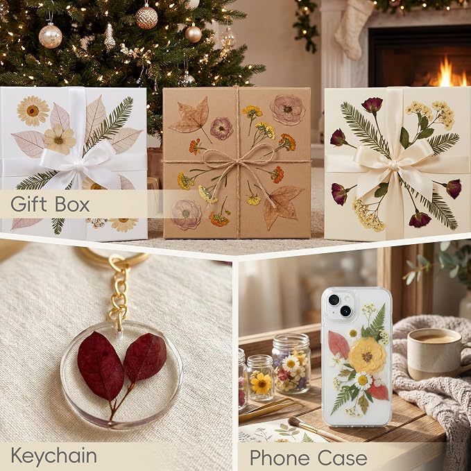 LUXEEASE 100P Vintage Cream Brown Dried Pressed Flowers | Earthy warm palette - Image 8