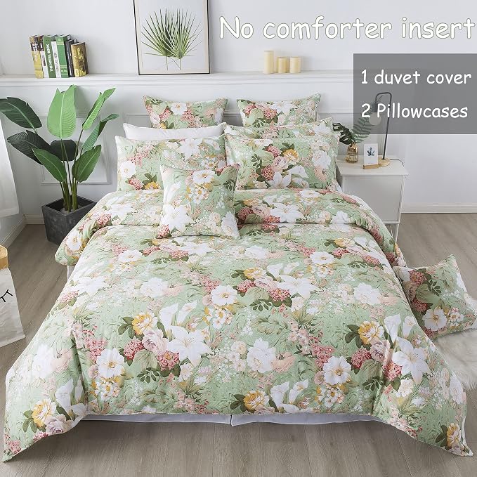 FADFAY Floral Duvet Cover Set Twin XL School Bedding 100% Cotton Garden Flower - Image 2