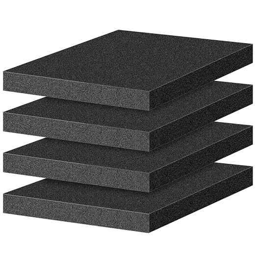 ToLanbbt Polyurethane Foam Sheets, 4P 12 x 12 x 1 Inch Cuttable Tool Box Case by ToLanbbt