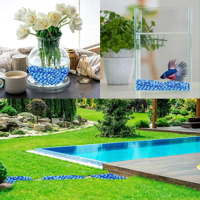 10 lb Light Blue Glass Beads for Vases, Glass Pebbles, Light Blue Flat Glass - Image 4