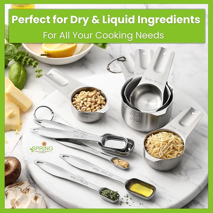 Spring Chef Stainless Steel Measuring Cups and Spoons Set of 10 w/Leveler | - Image 7