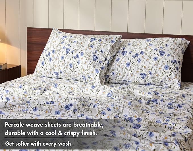 RUVANTI 100% Cotton Sheets – Full Size Percale Bedding, Cooling & Breathable - Image 4