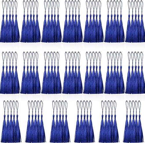 100 Pcs Royal Blue Mini Tassels 13cm/5 Inch by CREATRILL