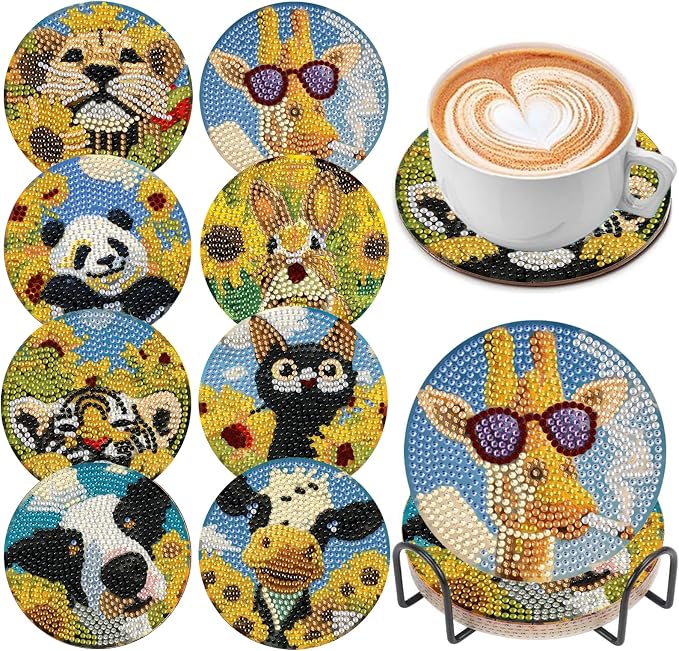 DOZEEZOP 8-Pack Diamond Art Coaster Kit by DOZEEZOP