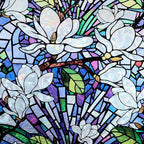 DKTIE Magnolia Pattern Stained Glass Window Film Floral Decorative Window by Dktie
