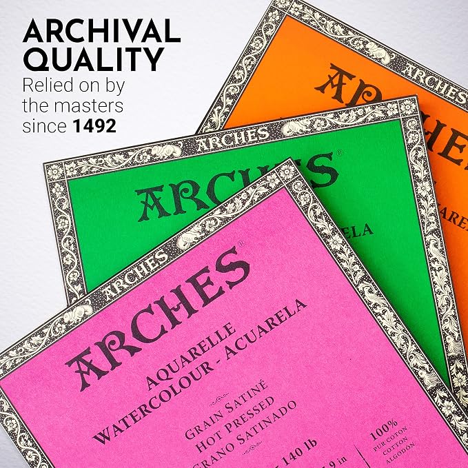 Arches Watercolor Paper Block, Hot Press, 7.9" x 7.9", 140 pound - Image 5