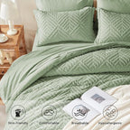Zzlpp Twin Comforter Set 5 Pieces, Sage Green Tufted Bed in a Bag - Image 3