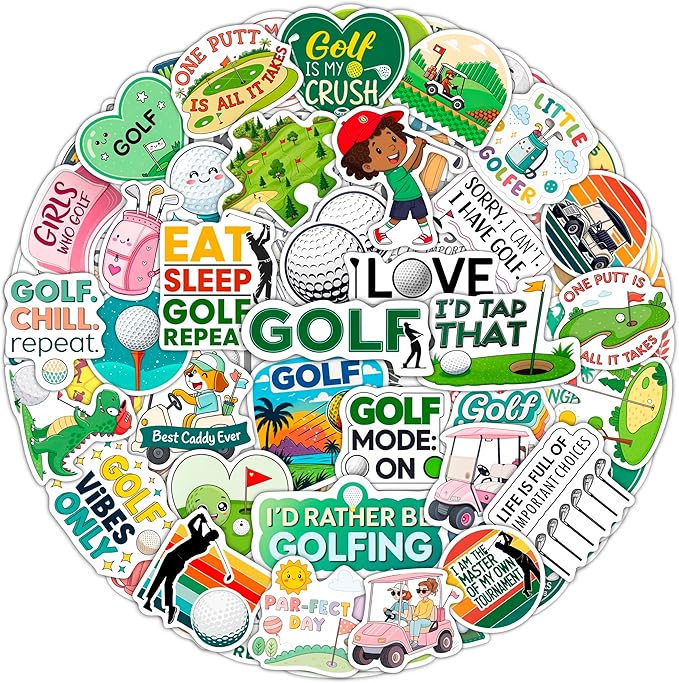 100Pcs Funny Golf Stickers for Water Bottle, Laptop by BulbaCraft