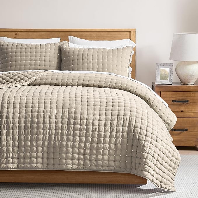 WDCOZY Beige King Size Quilt Bedding Sets by WDCOZY