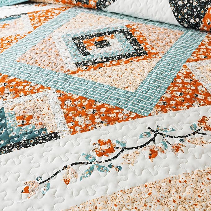 BEDIFANY Twin Size Bedspread Sets, Floral Cotton Lightweight Quilt Twin XL Size - Image 8