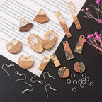 FASHEWELRY 20Pcs Resin Wooden Earring Pendants 10 Styles Gold Teardrop - Image 5