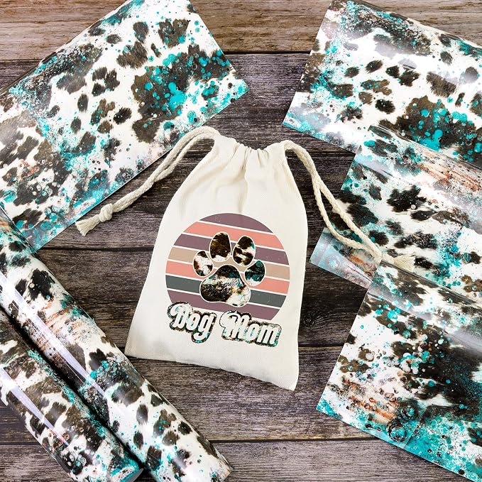 Tintnut Turquoise Cowhide Heat Transfer Vinyl, easy cut & weed, stretch washable - Image 4