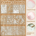 12 Pcs Abstract Geometric Texture Stencils - Image 2